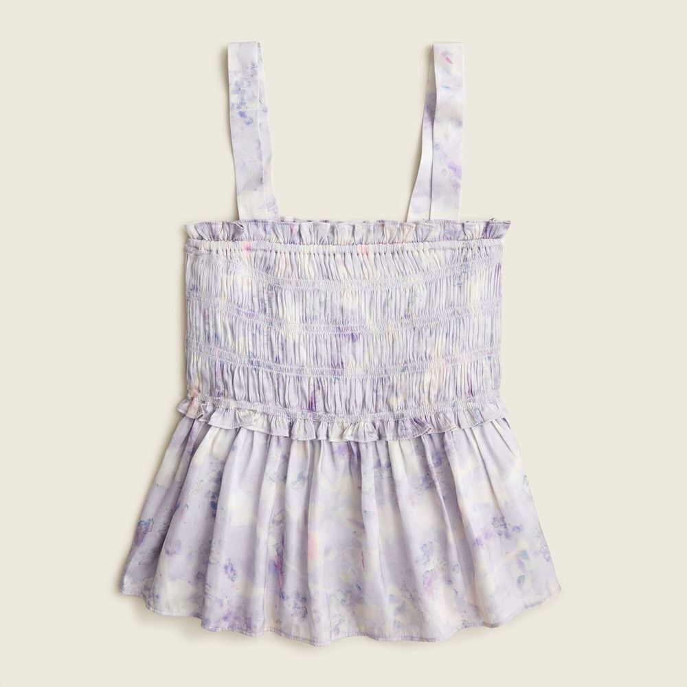 Flora Obscura X J.Crew featherweight satin tank top in lavender fields Medium